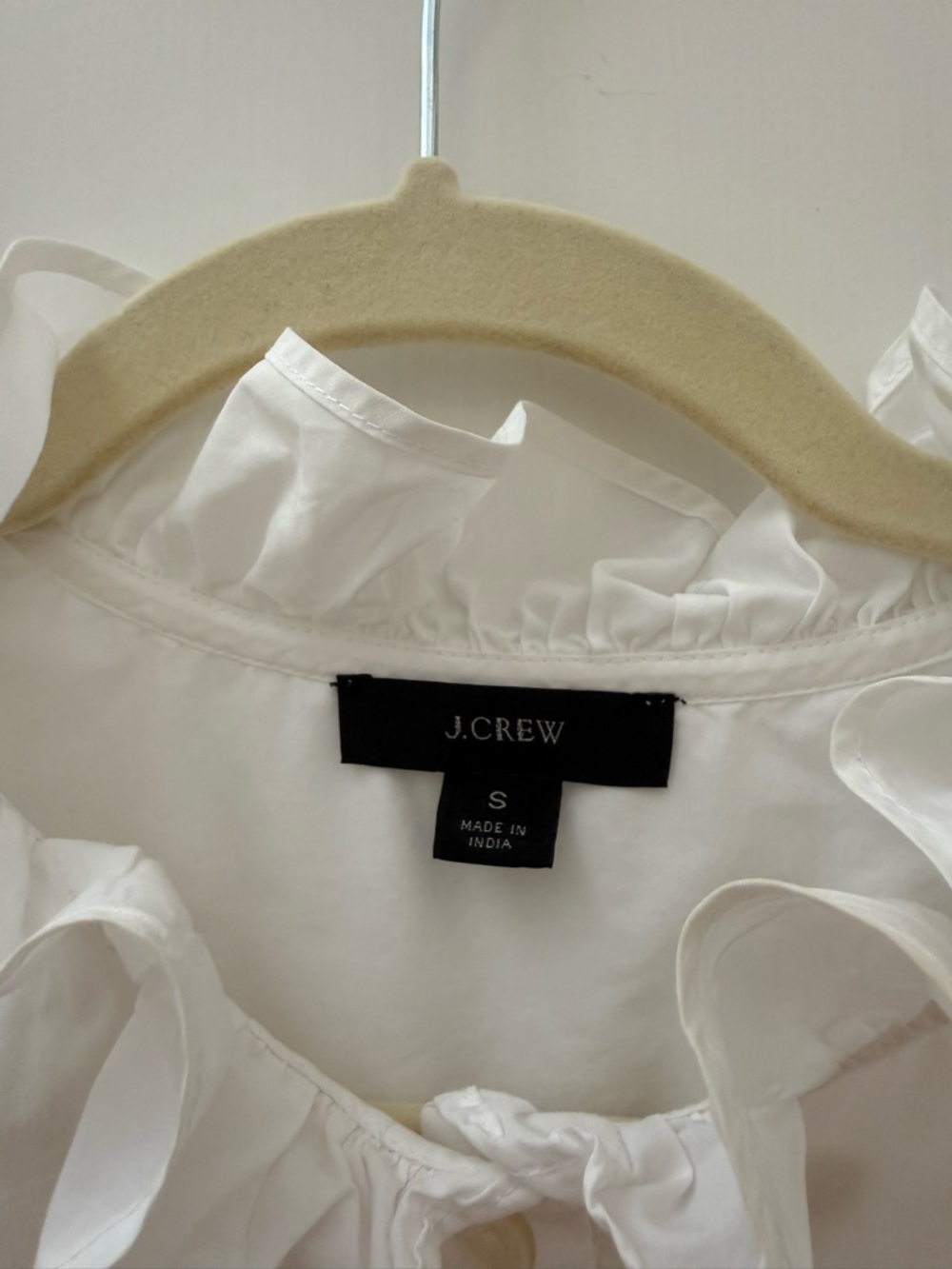 J. Crew White Ruffle Collar Popover Shirt, Size S - Picture 5 of 7
